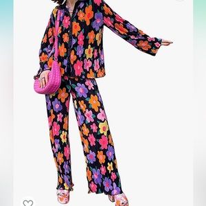 Y2K 2 Piece Pants Set Oversized Floral Printed Set - Peppermayo